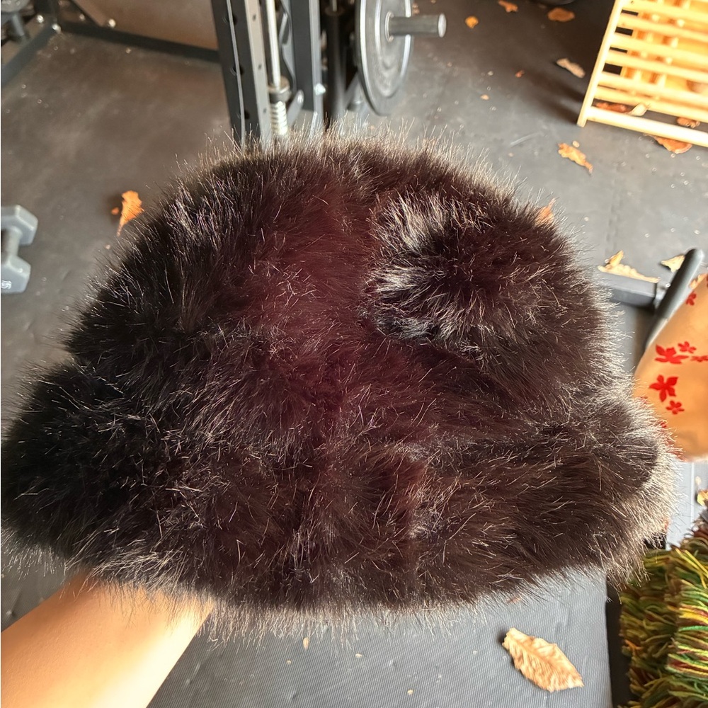 Luxurious Black Faux Fur Bucket Hat